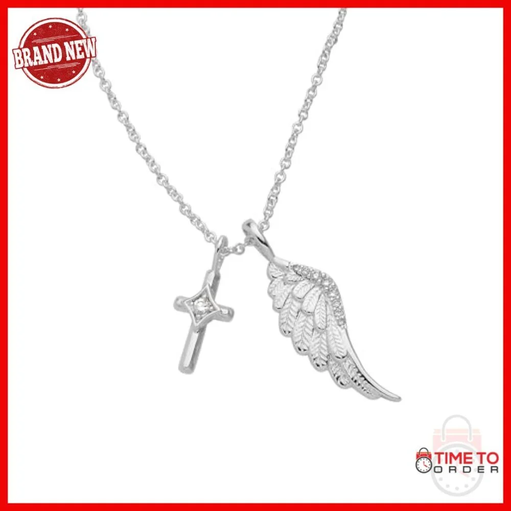 Silver Plated Brass Faith Duo Charm Pendant Necklace with Extender
